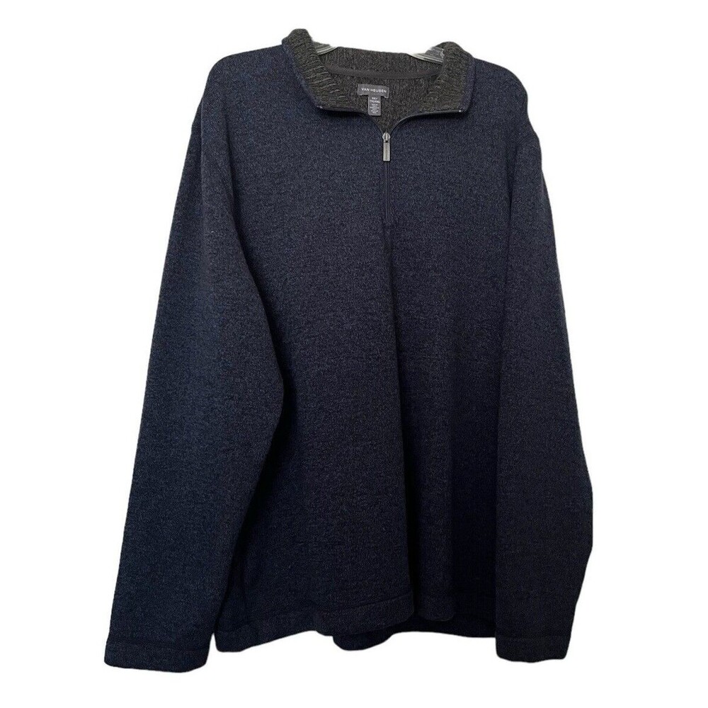 Van Heusen Men’s Sweater Pull Over Top Shirt Jacket 1/4 Zip Blue Size XXL